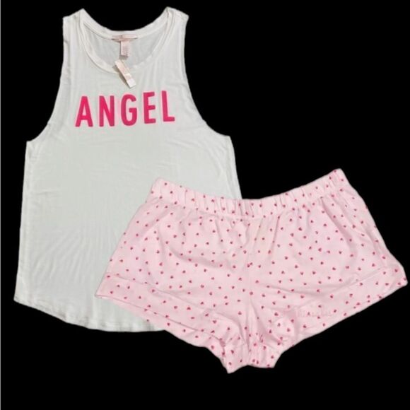 Victoria’s Secret Supersoft Modal thank top & Cotton Hearts Pajama set Small - Picture 1 of 4